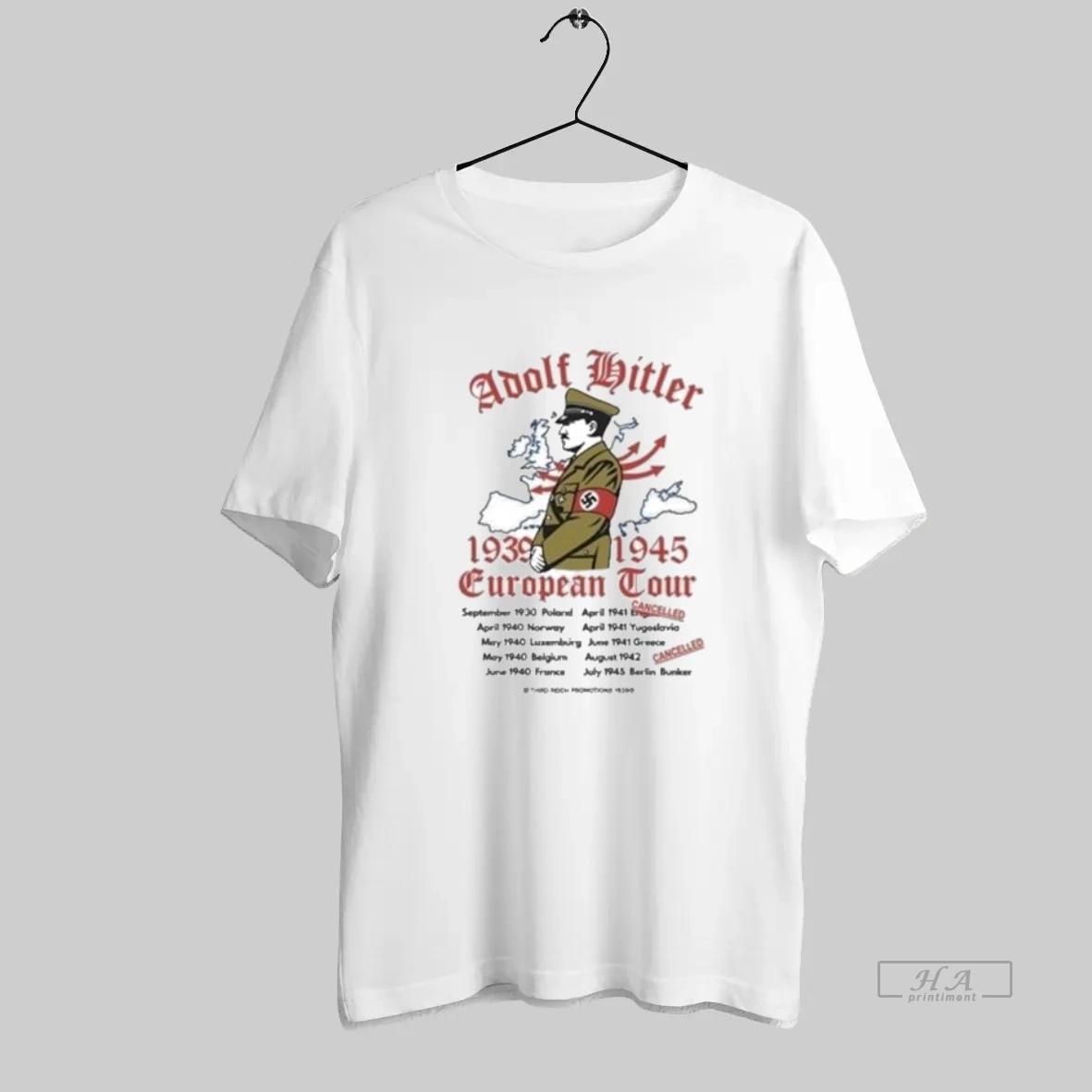 Official Wwii Adolf Hitler European Tour Design 1939 1945 T Shirt