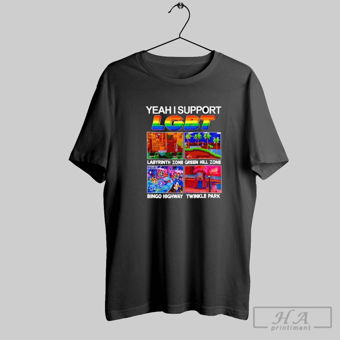 Official Yeah I Support Lgbt Labyrinth Zone Green Hill Zone Bingo Highway Twinkle Park Shirts