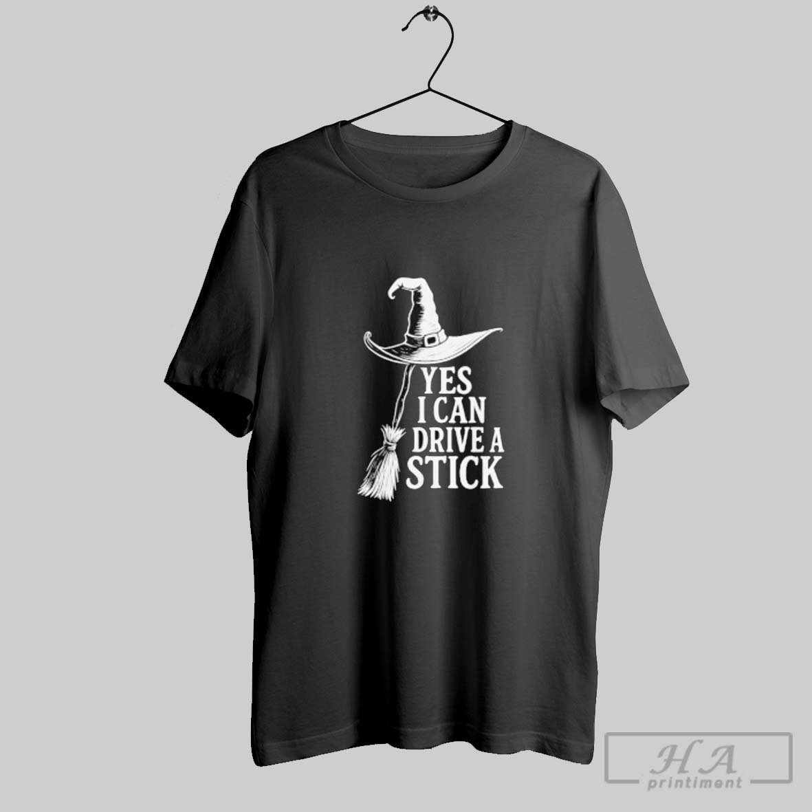 Official Yes I Can Drive A Stick Witch Flying Broom Halloween Shirt