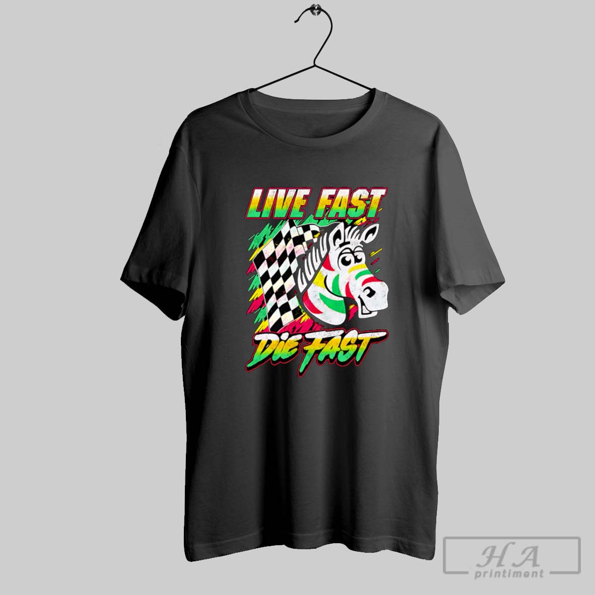 Official Zebra Live Fast Die Fast Poster Tee Shirt