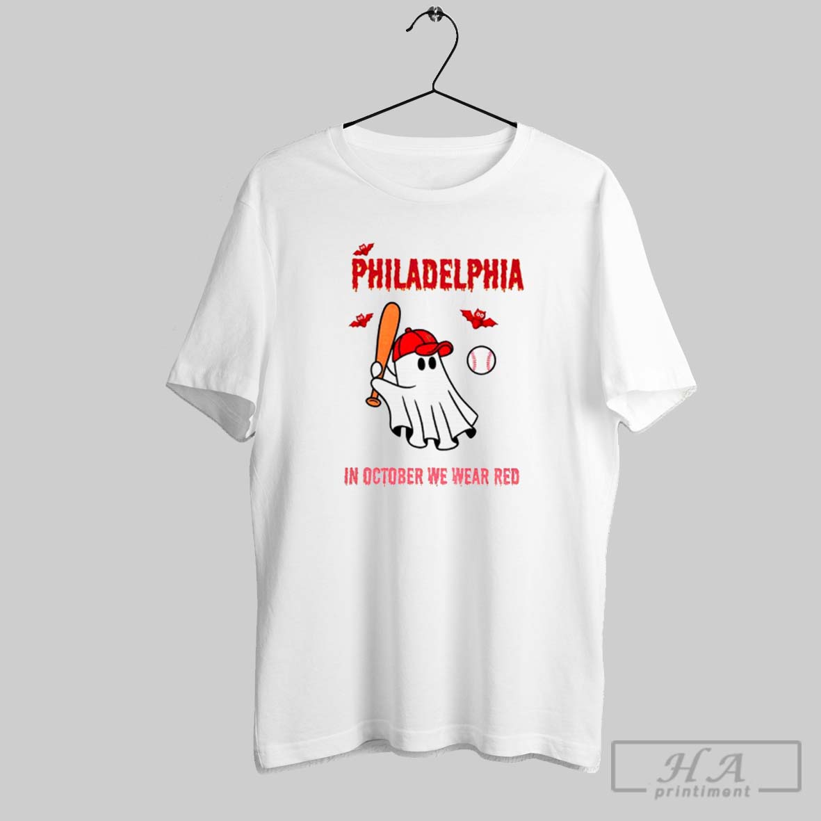Official Philadelphia Phillies Baseball Philly Spooky Ghost In October We Wear Red _9xfam6 Tee Shirt