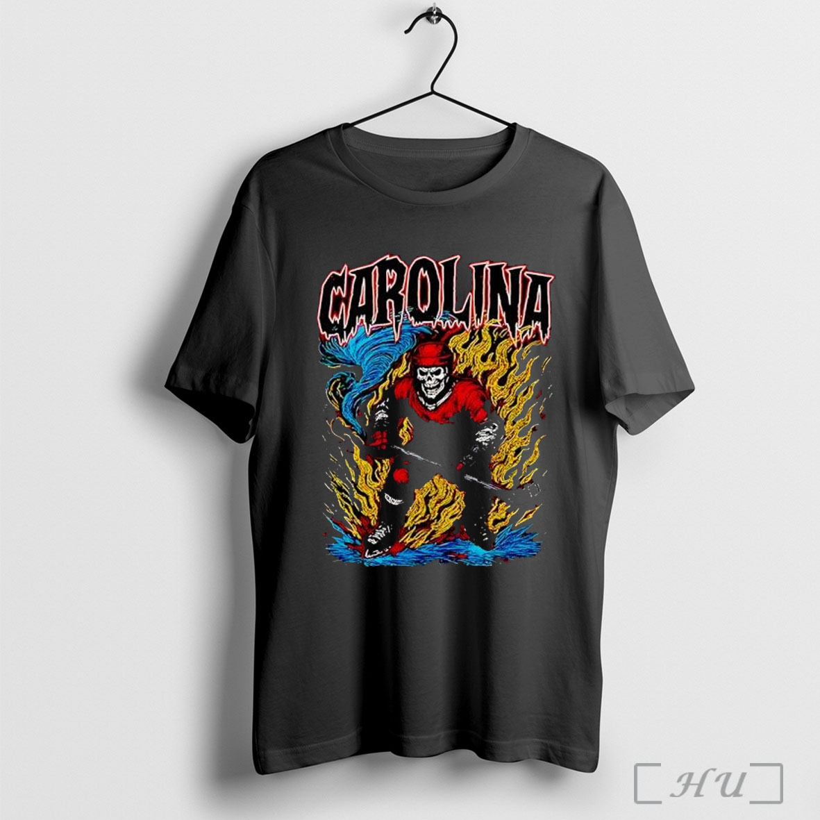 Officials Carolina Hurricanes Skeleton Hockey Player On Ice T Shirt Sweatshirt
