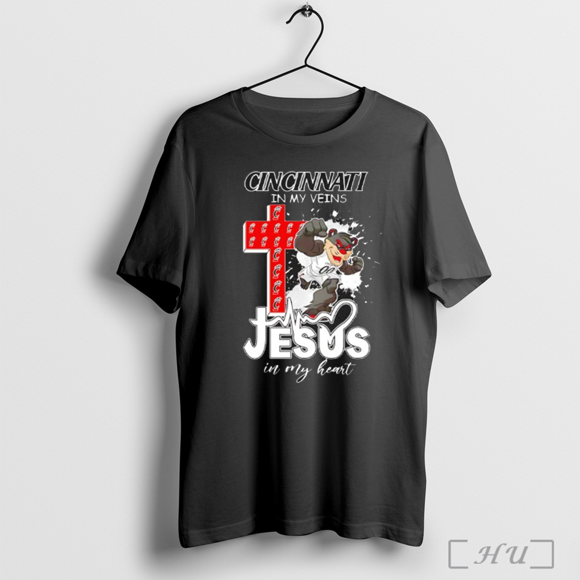 Officials Cincinnati Bearcats Football In My Veins Jesus In My Heart T Shirt Sweatshirt