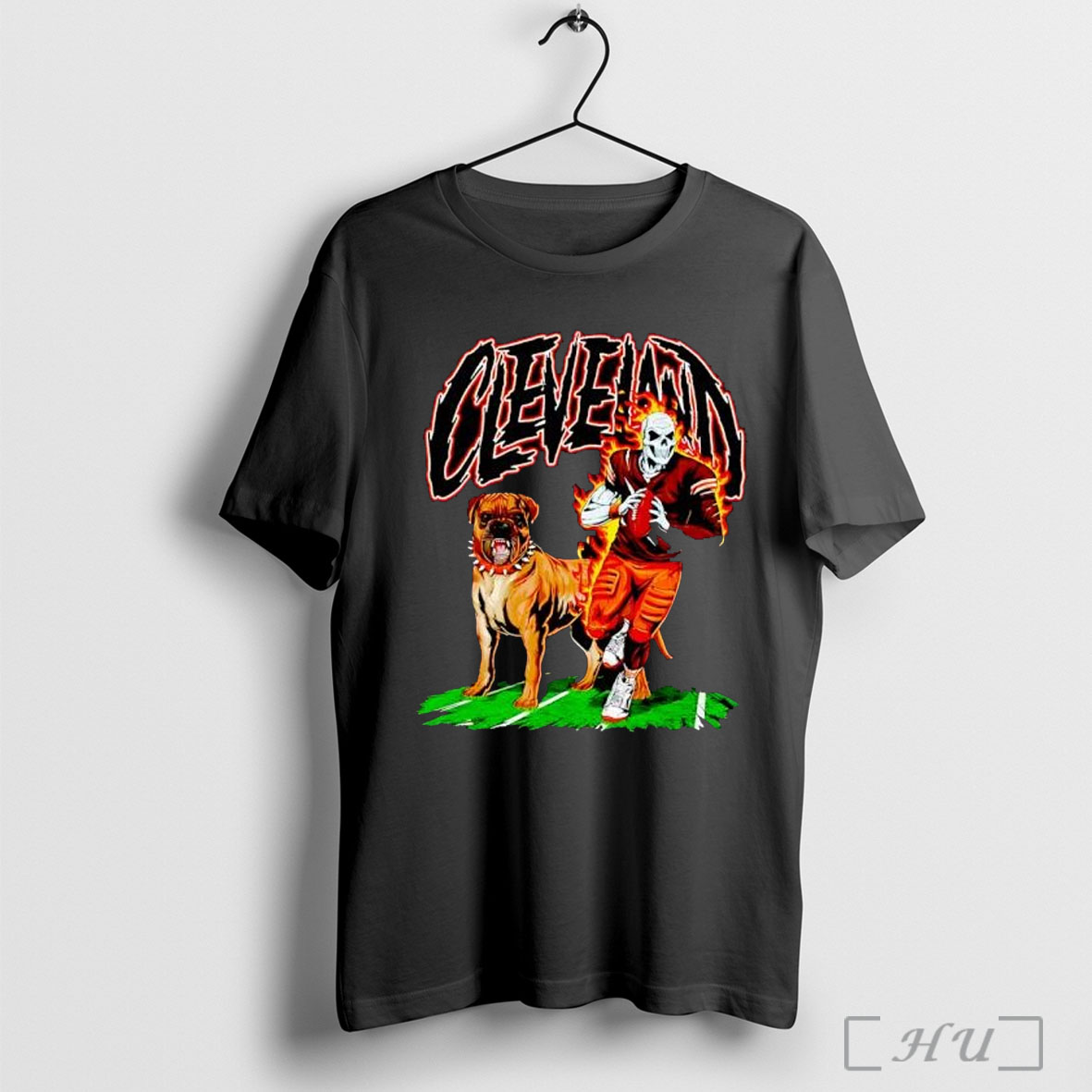 Officials Cleveland Browns Skeleton Football Player And Dog T Shirt Sweatshirt