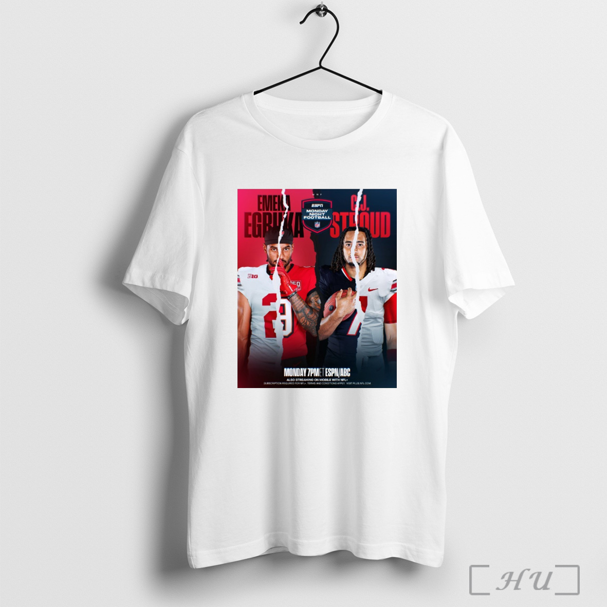 Officials Emeka Egbuka Tampa Bay Buccaneers Vs C J Stroud Houston Texans Espn Monday Night Football T Shirt Sweatshirt