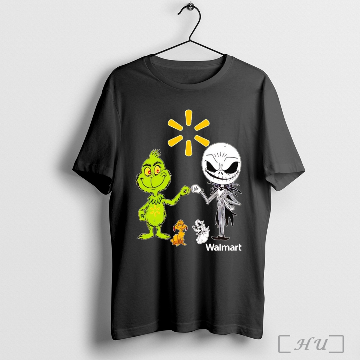 Officials Grinch And Jack Skellington Fist Bump Walmart Halloween T Shirt Sweatshirt