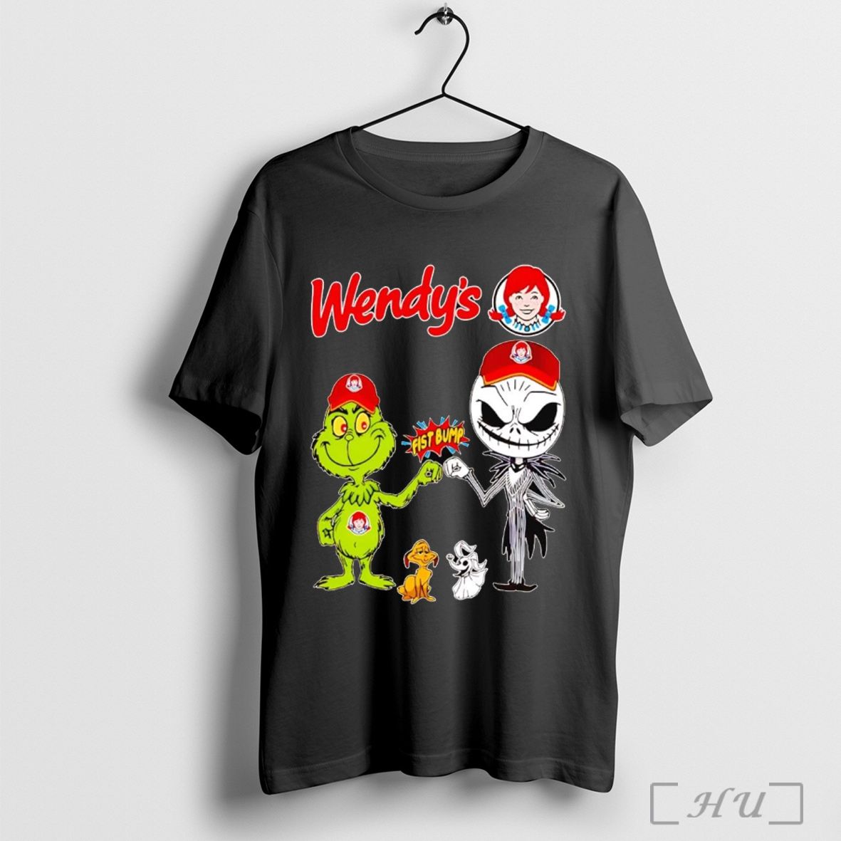 Officials Grinch And Jack Skellington Fist Bump Wendys Halloween T Shirt Sweatshirt