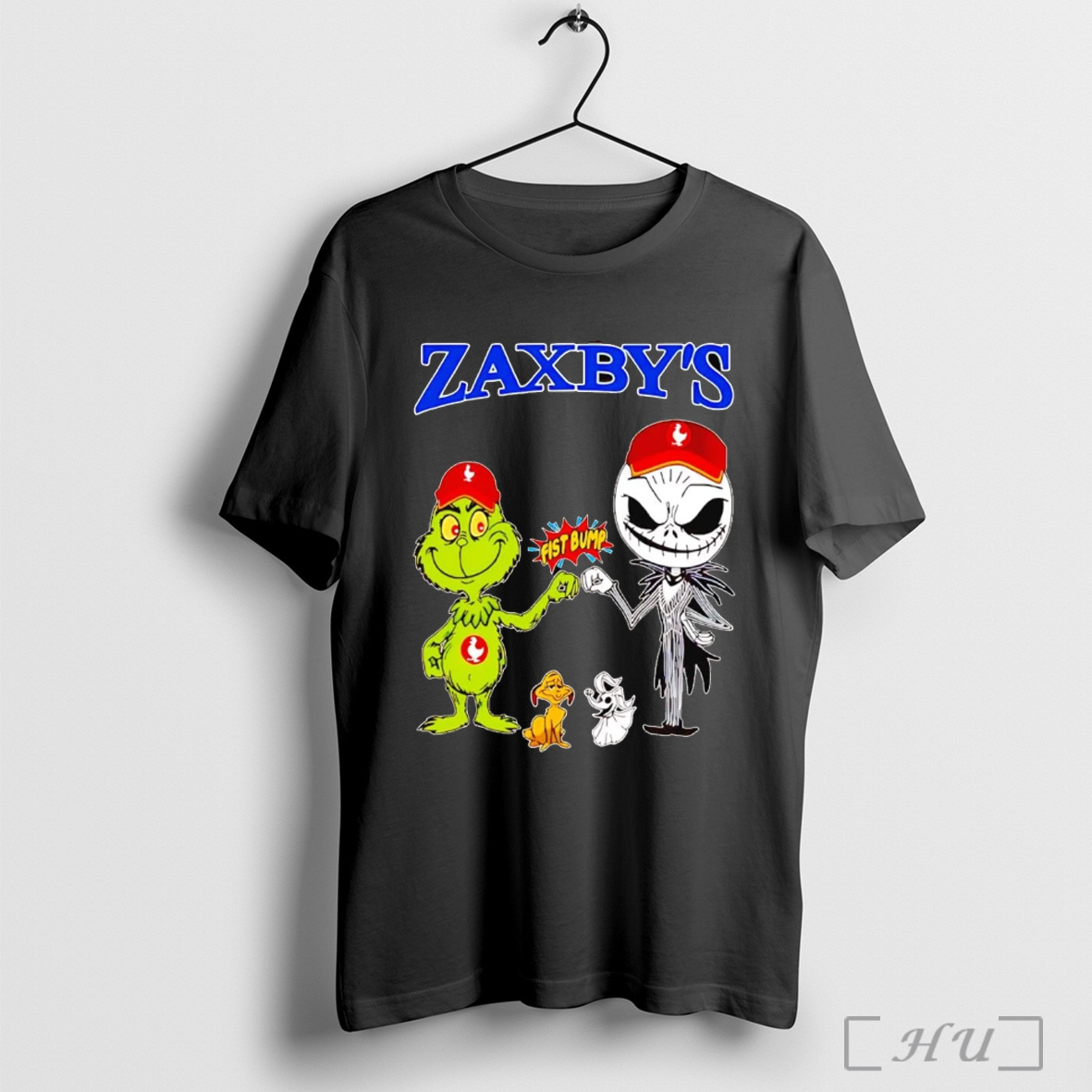 Officials Grinch And Jack Skellington Fist Bump Zaxbys Halloween T Shirt Sweatshirt