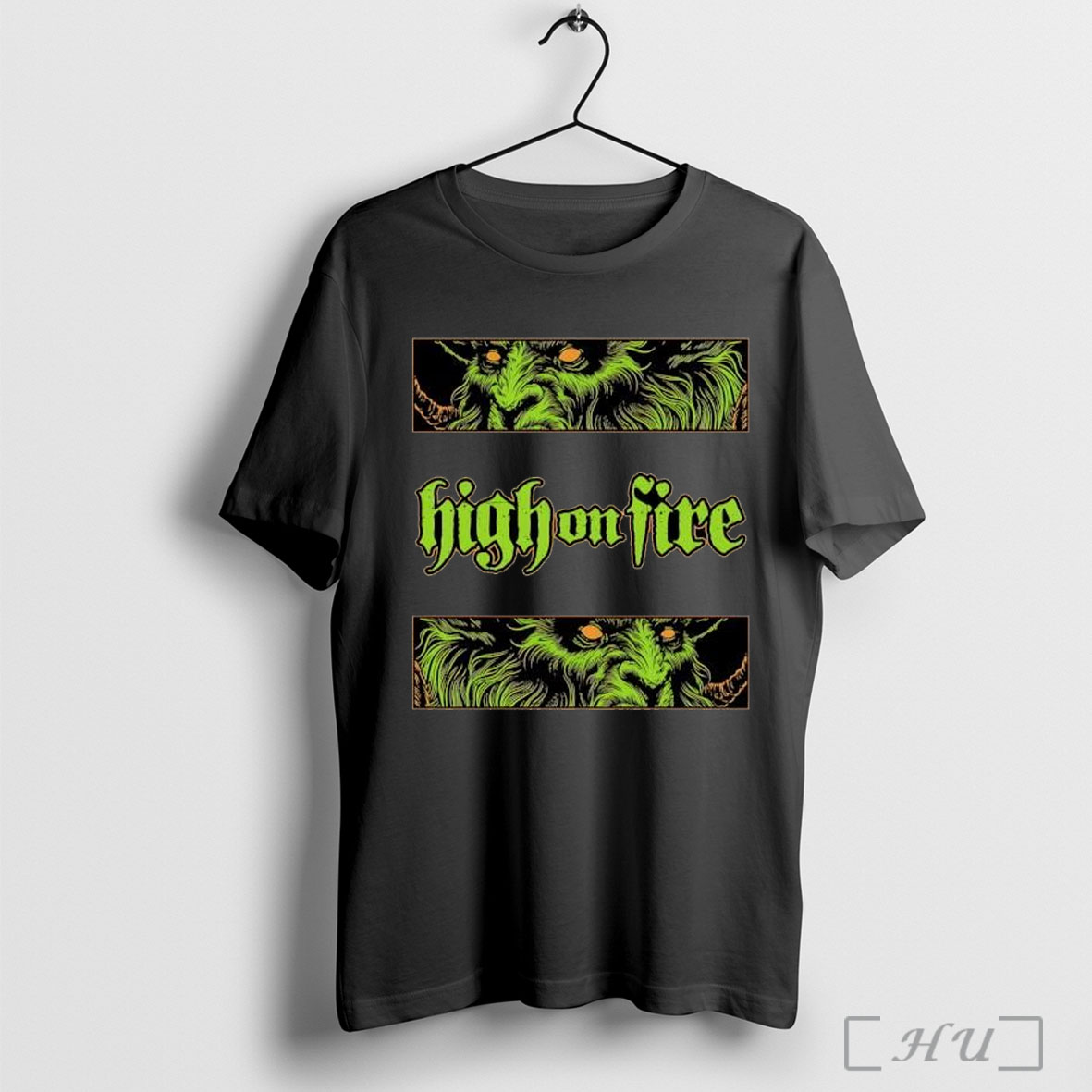 Officials High On Fire Demonic Green Ram Monster Head T Shirt Sweatshirt