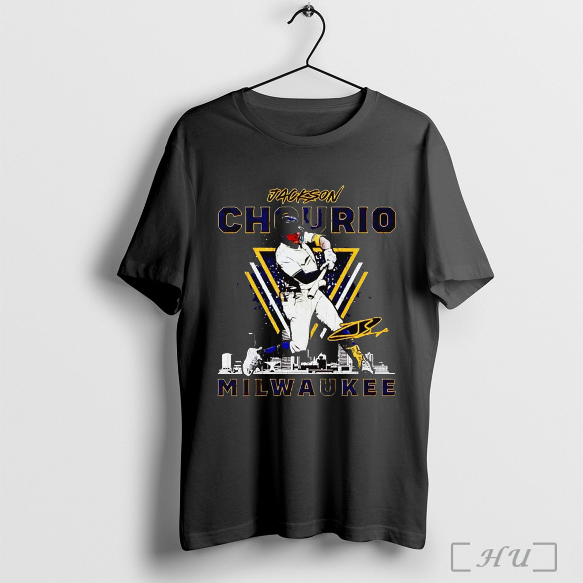 Officials Jackson Chourio Milwaukee Skyline Swing Signature T Shirt Sweatshirt