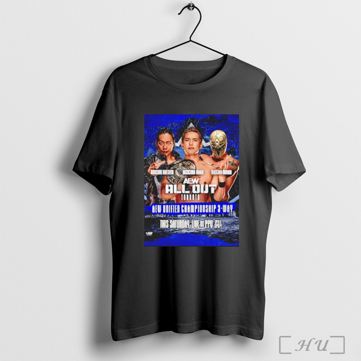 Officials Kazuchika Okada Vs Konosuke Takeshita Vs Mascara Dorada Aew Unified Chamions 3 Way T Shirt Sweatshirt