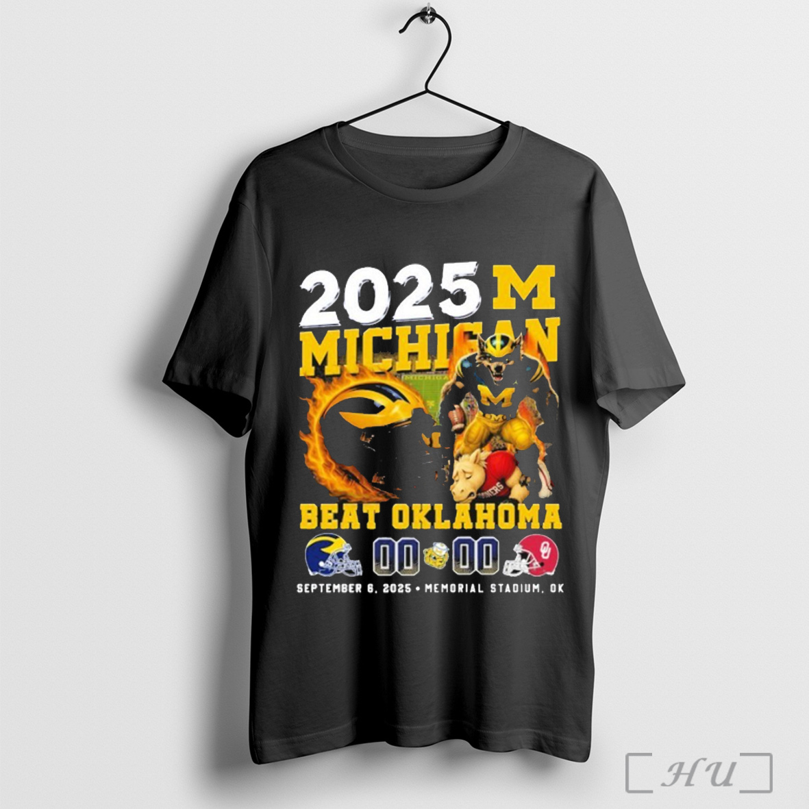 Officials Michigan Wolverines Beat Oklahoma Sooners September 6 2025 Memorial Stadium Ok Mascot T Shirt Sweatshirt