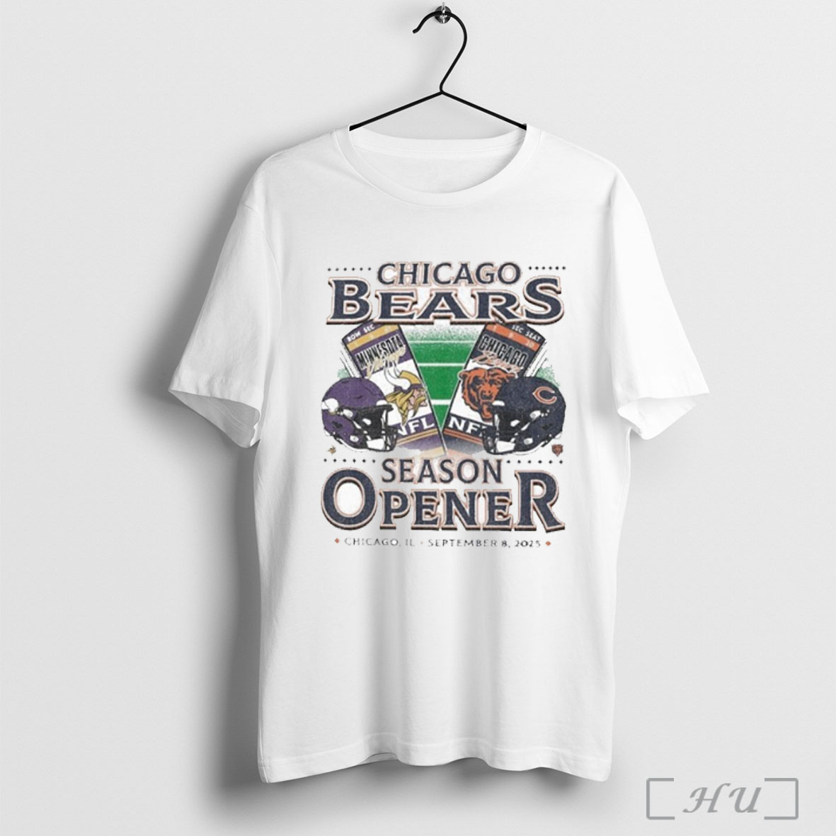Officials Nfl Home Opener 2025 Vikings Vs Bears Helmet T Shirt Sweatshirt