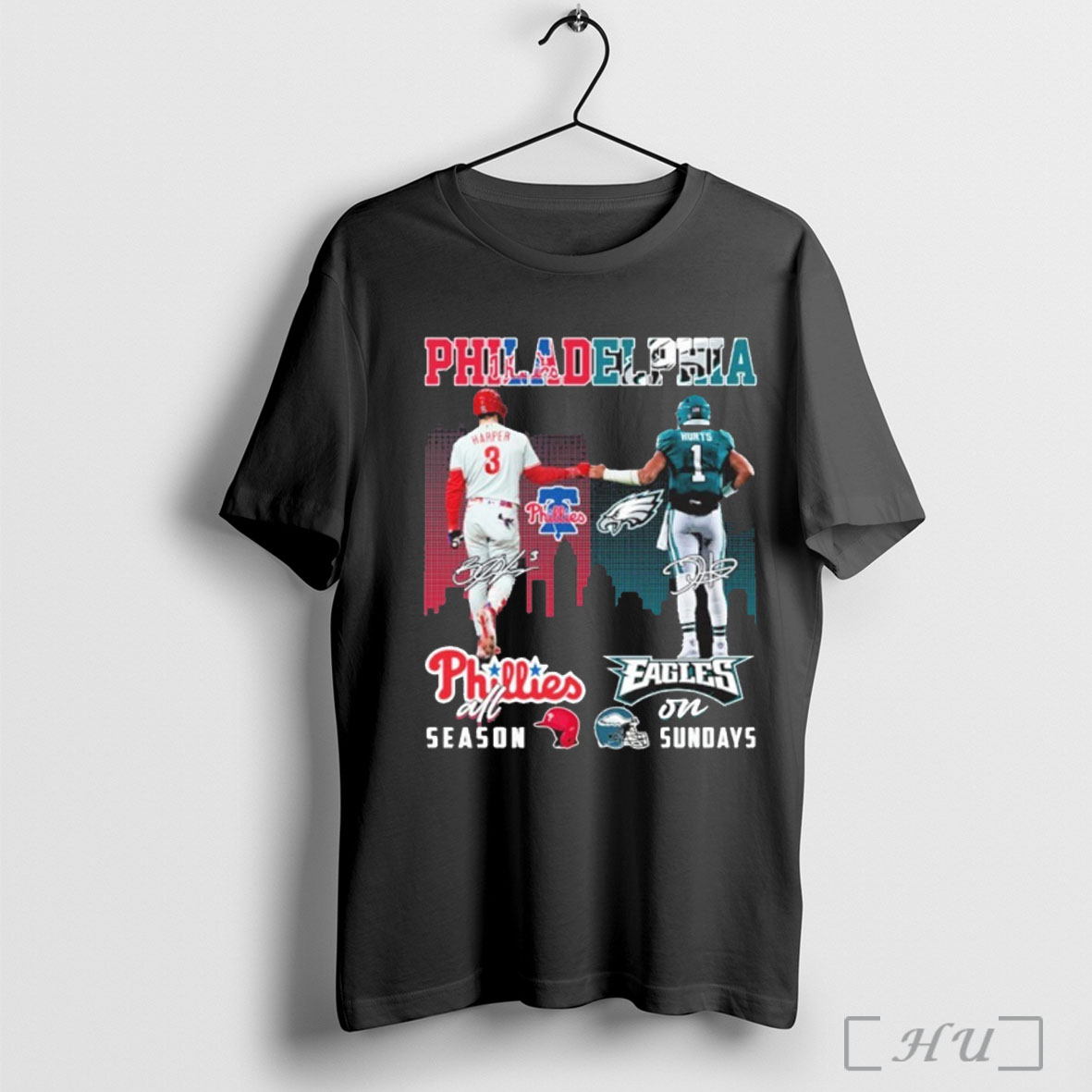 Officials Phillies Harper All Seasons And Eagles Hurts On Sundays T Shirt Sweatshirt