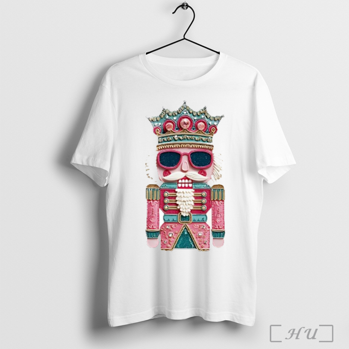 Officials Pink And Teal Nutcracker Patchwork Print White S T Shirt Sweatshirt