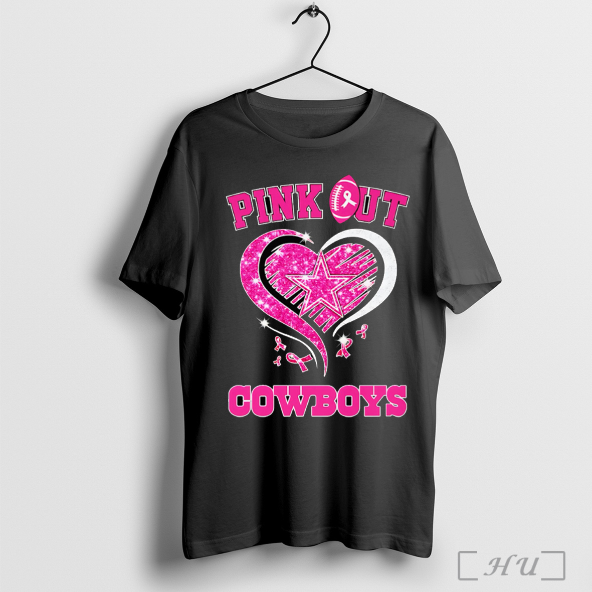 Officials Pink Out Dallas Cowboys Breast Cancer Diamond Heart T Shirt Sweatshirt