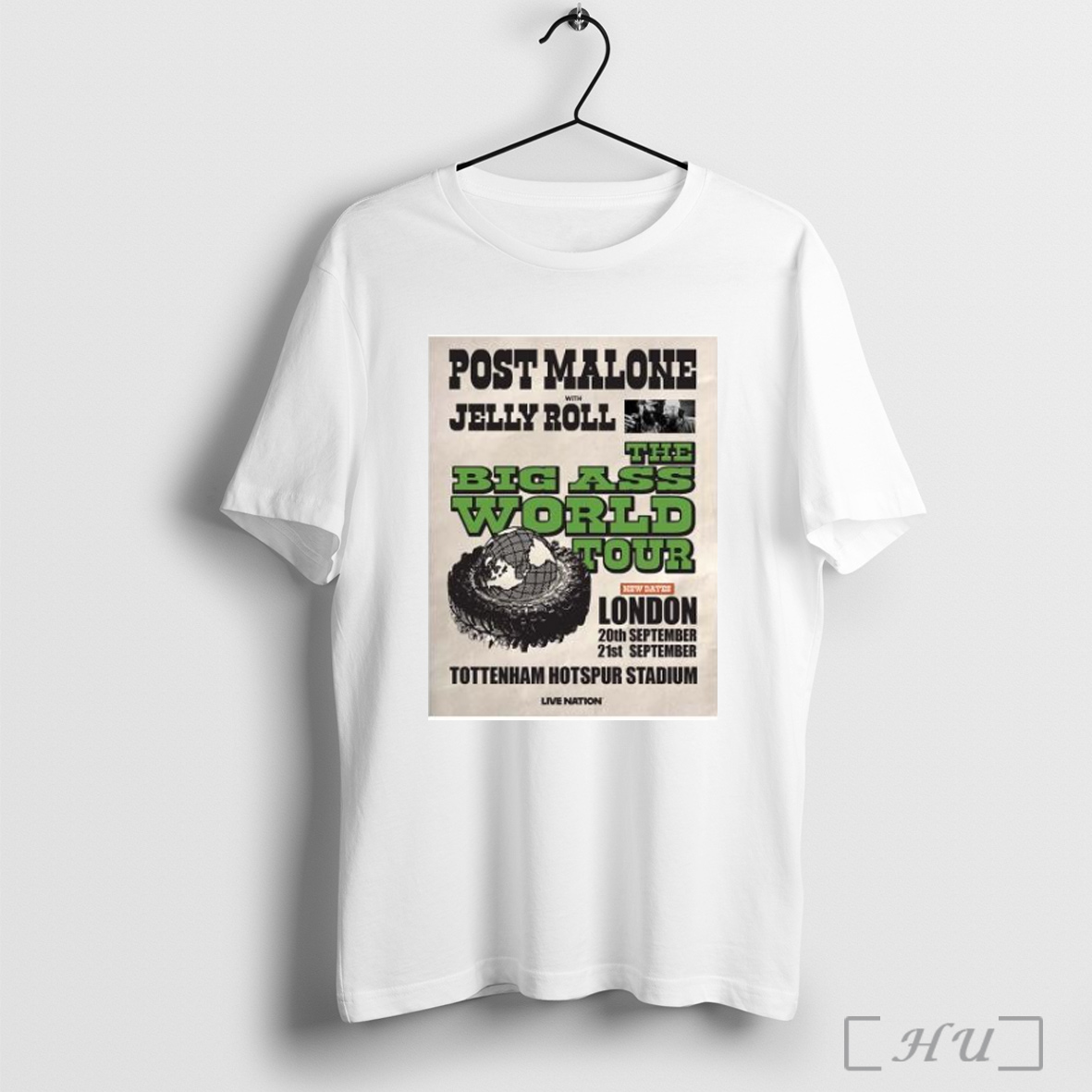 Officials Post Malone With Jelly Roll The Big Ass World Tour 2025 In London At Tottenham Hotspur Stadium On September 20 And 21 2025 T Shirt Sweatshirt