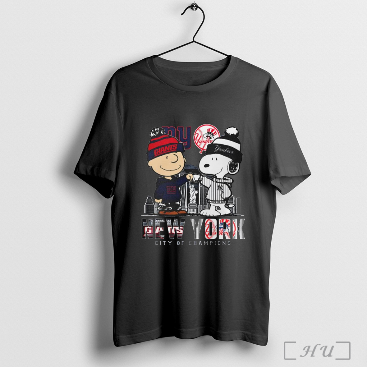 Officials Snoopy And Charlie Browns New York City Of Champions New York Giants And New York Yankees T Shirt Sweatshirt