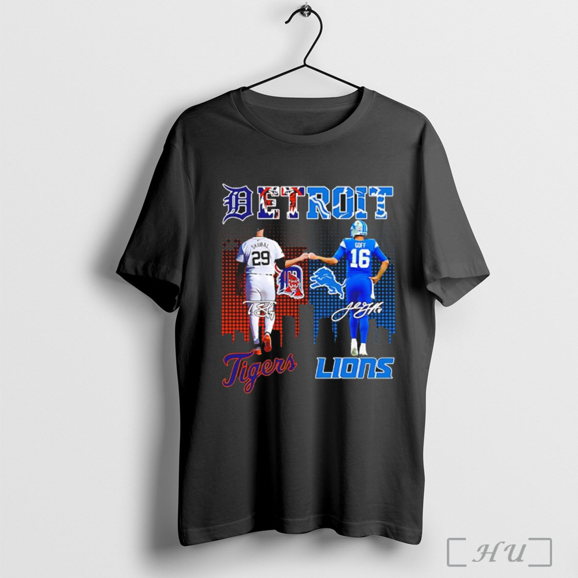 Officials Tarik Skubal Detroit Tigers And Jared Goff Detroit Lions Signature T Shirt Black T Shirt Sweatshirt