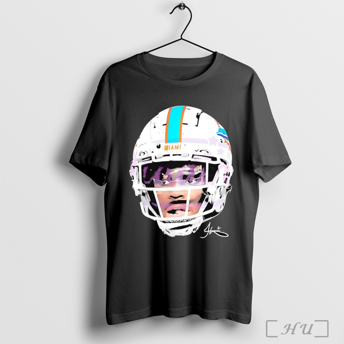 Officials Tyreek Hill Miami Dolphins Football Nfl Player Head Signature T Shirt Sweatshirt