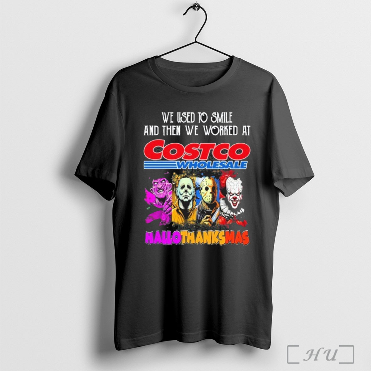 Officials We Used To Smile And Then We Worked At Costco Logo X Horror Film Hallothanksmas T Shirt Sweatshirt