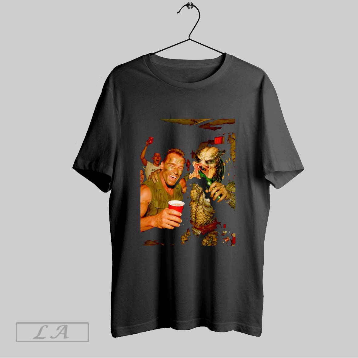 Original Arnold Schwarzenegger And The Predator Paparazzi Style Photo Shirt