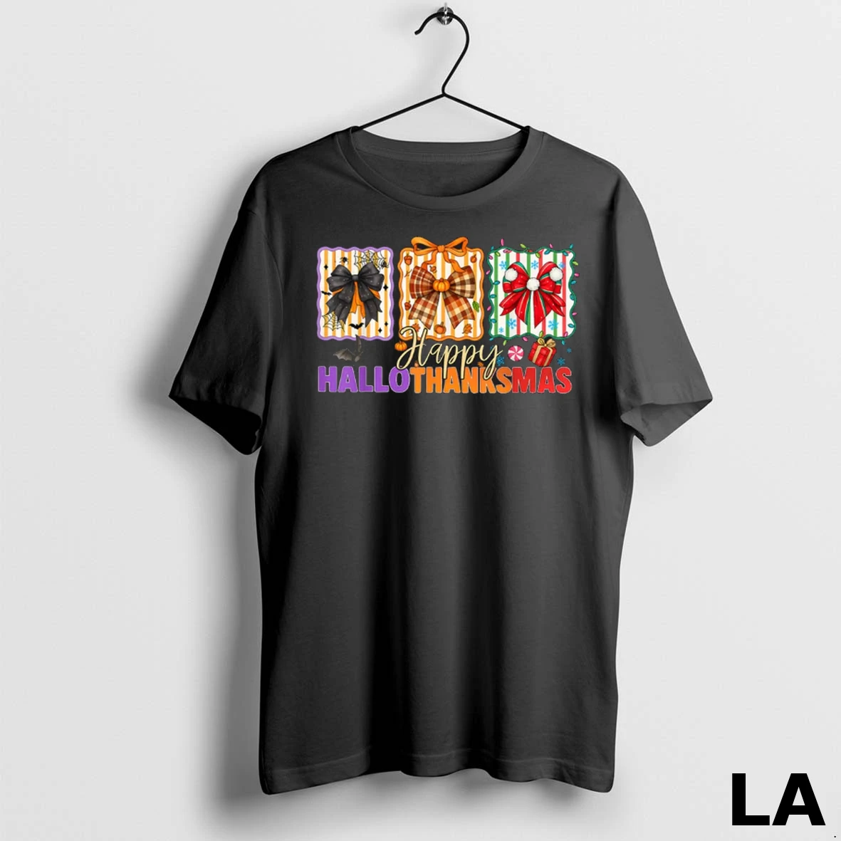 Original Bows Halloween Thanksgiving Christmas Happy Hallothanksmas Shirt