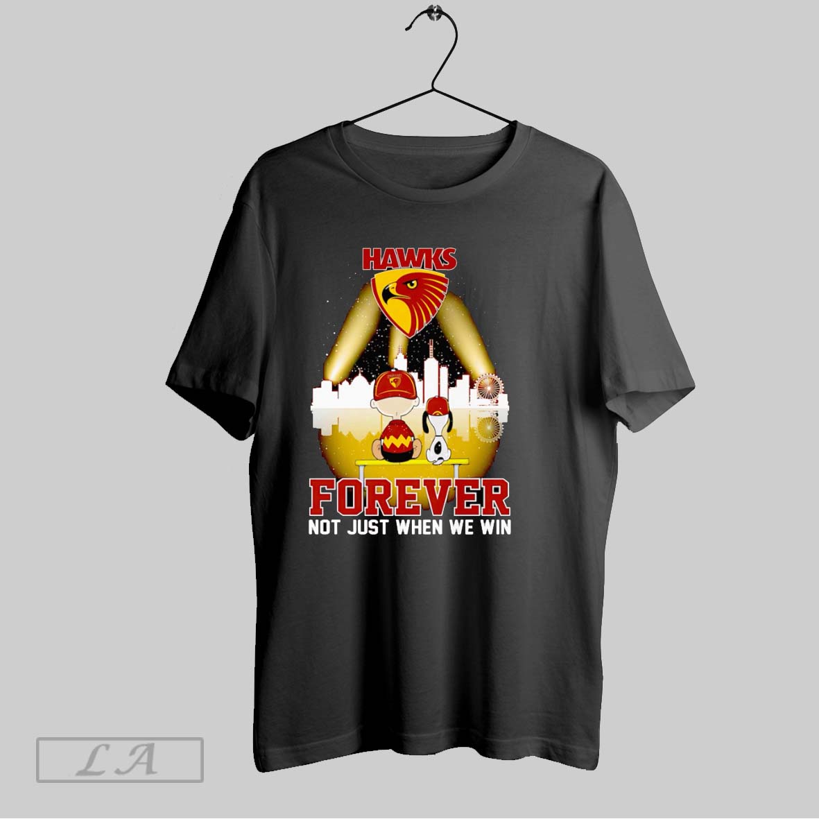 Original Charlie Brown And Snoopy Hawks Forever Not Just When We Win Shirt