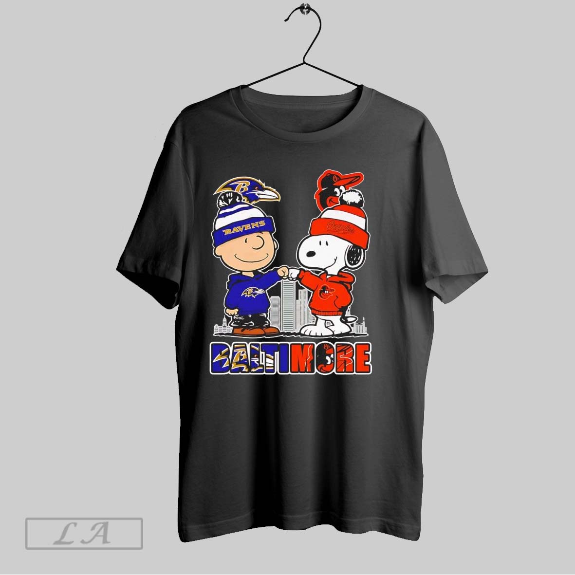 Original Charlie Brown Bump Hands Snoopy Baltimore Ravens Baltimore And Orioles Shirt