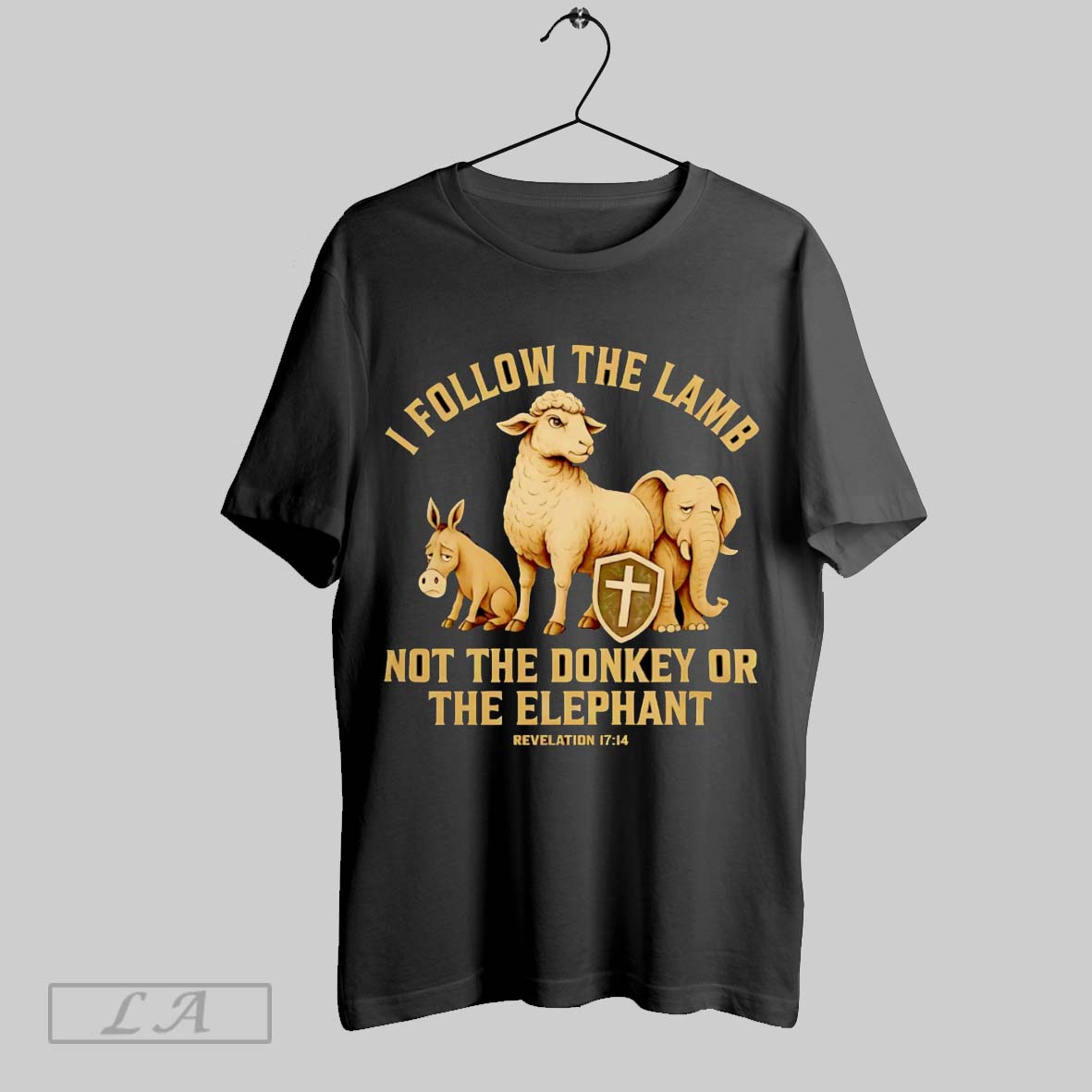 Original Christian I Follow The Lamb Not Donkey Or Elephant Bible Verse Shirt