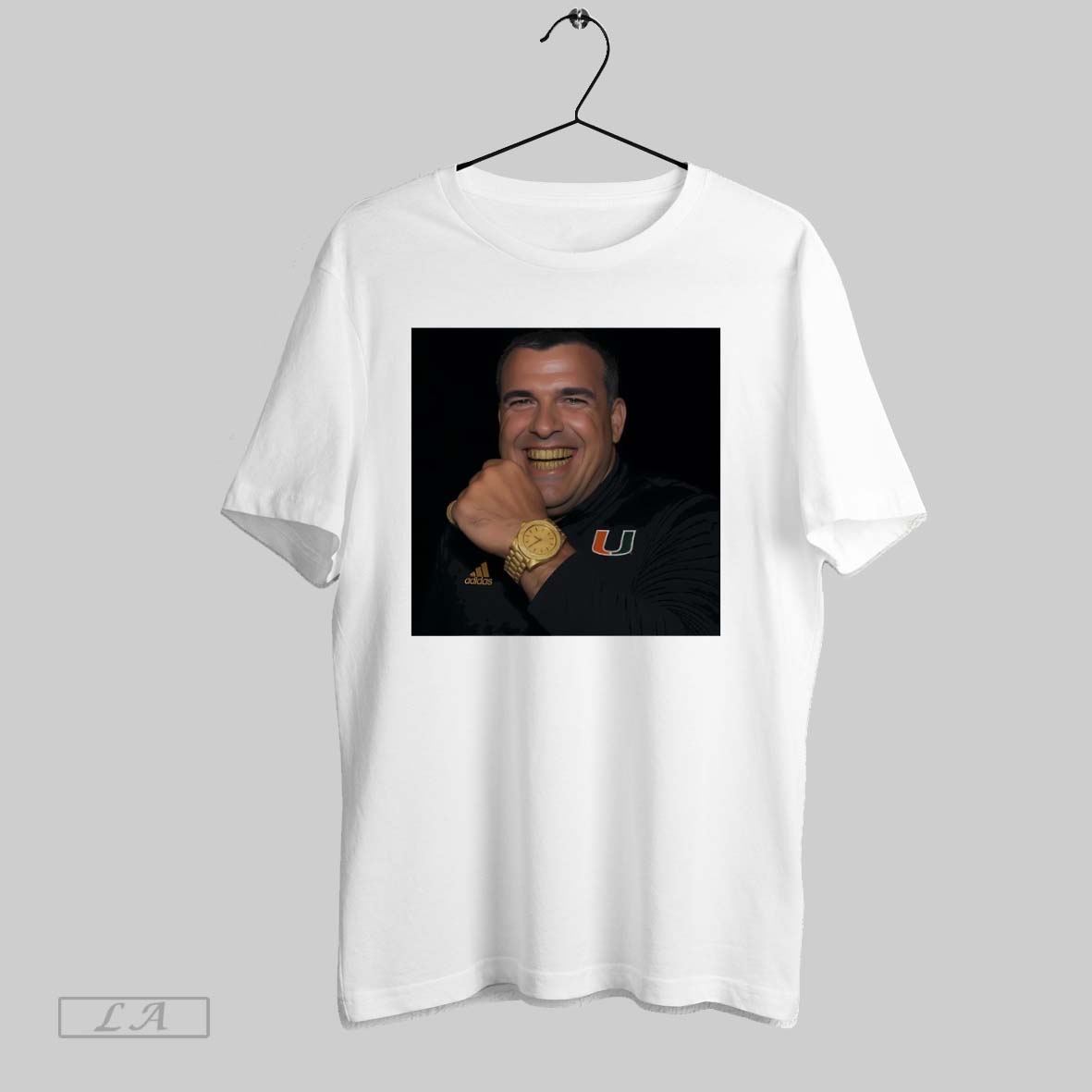 Original Coach Mario Cristobal Miami Hurricanes Gold Teeth And Clock T Shirt