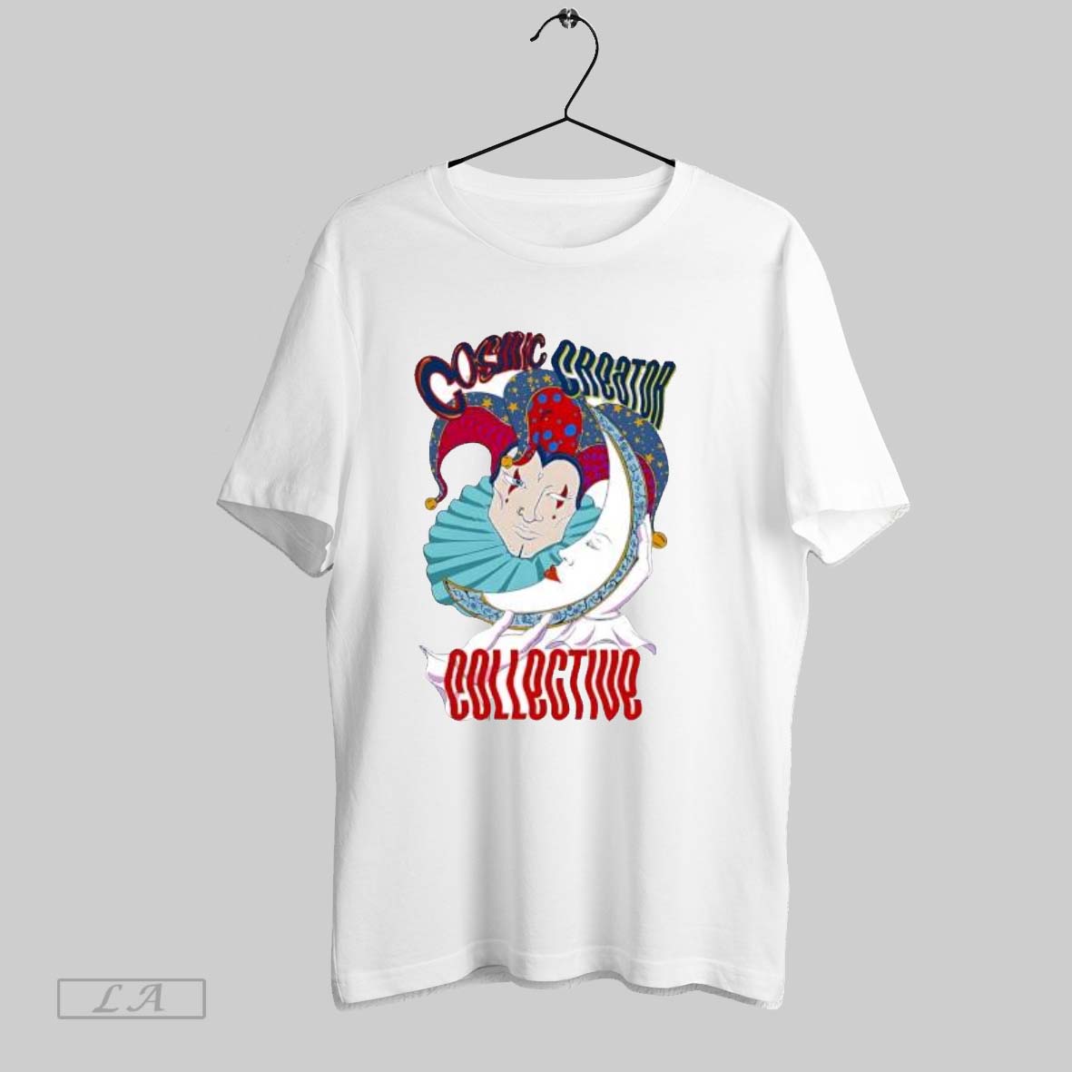 Original Cosmic Creator Collective Jester Holding Crescent Moon Shirt