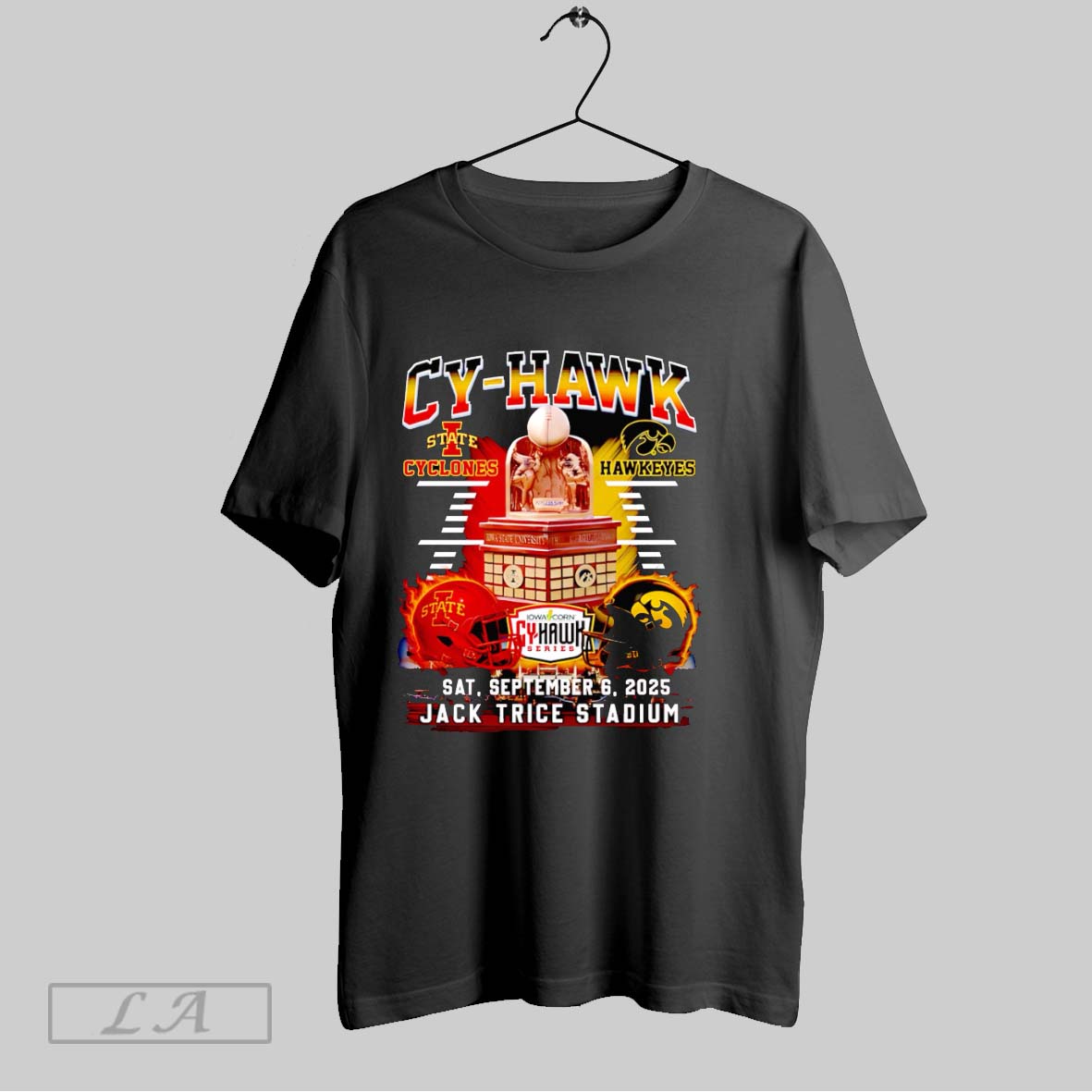 Original Cy Hawk Iowa State Cyclones Vs Iowa Hawkeyes Helmet Shirt