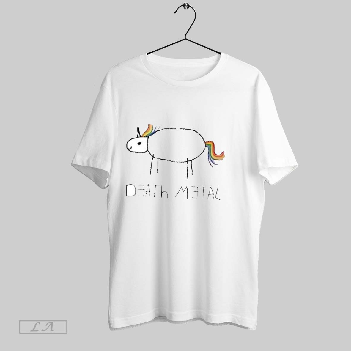Original Death Metal Funny Rainbow Unicorn Sketch Meme Shirt