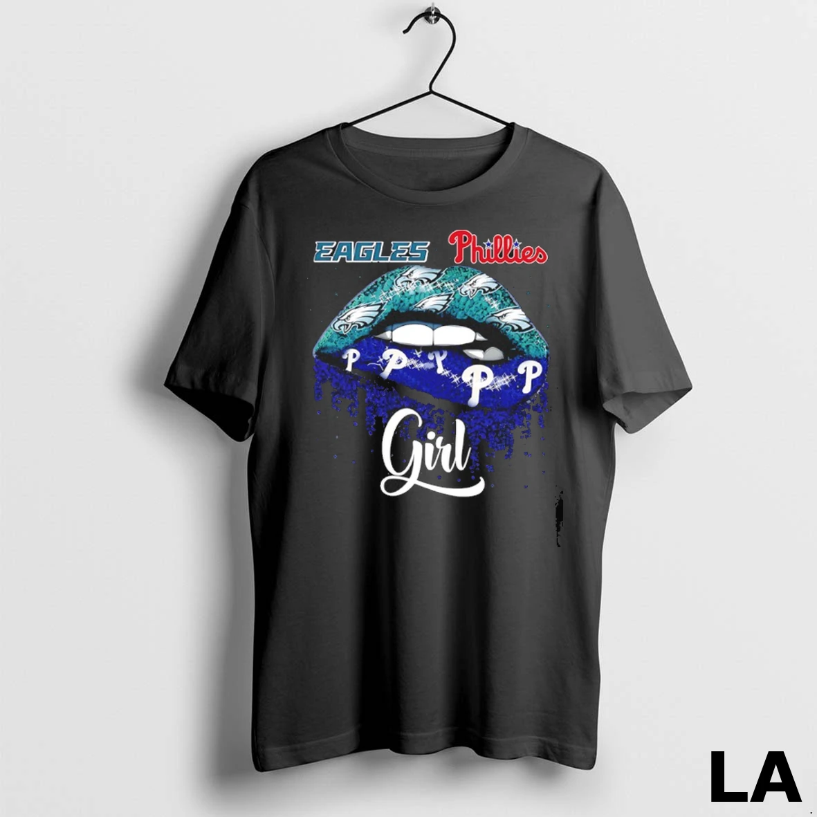Original Eagles X Phillies Girl Lips Glitter Shirt