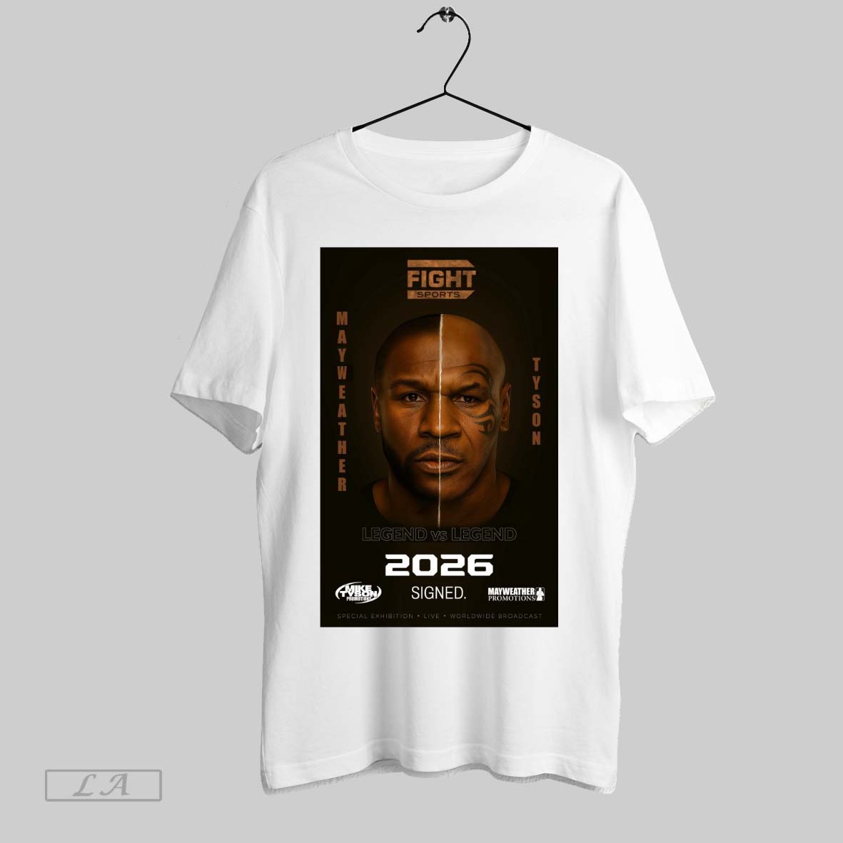 Original Fight Sports Legend Vs Legend 2025 Signed Mayweather Tyson Poster Shirt
