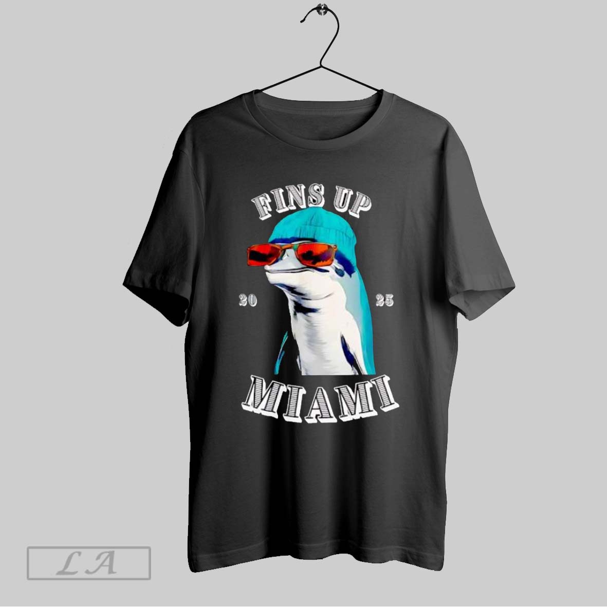 Original Fins Up Miami 2025 Dolphin Wearing Hat Sunglasses Shirt