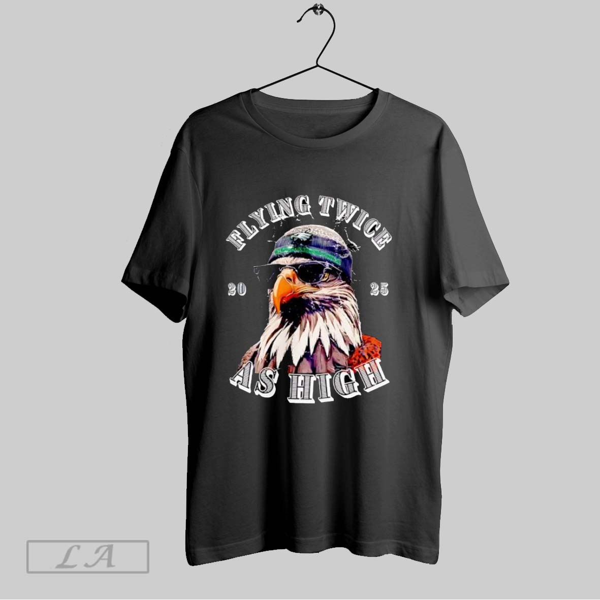 Original Flying Twice As High 2025 Eagle Wearing Beanie Sunglasses Shirt