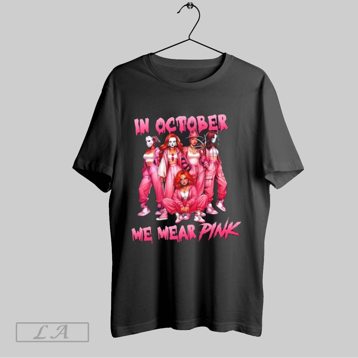 Original Girls Cosplay Halloween In October We Wear Pink Breast Cancer Awareness Shirt