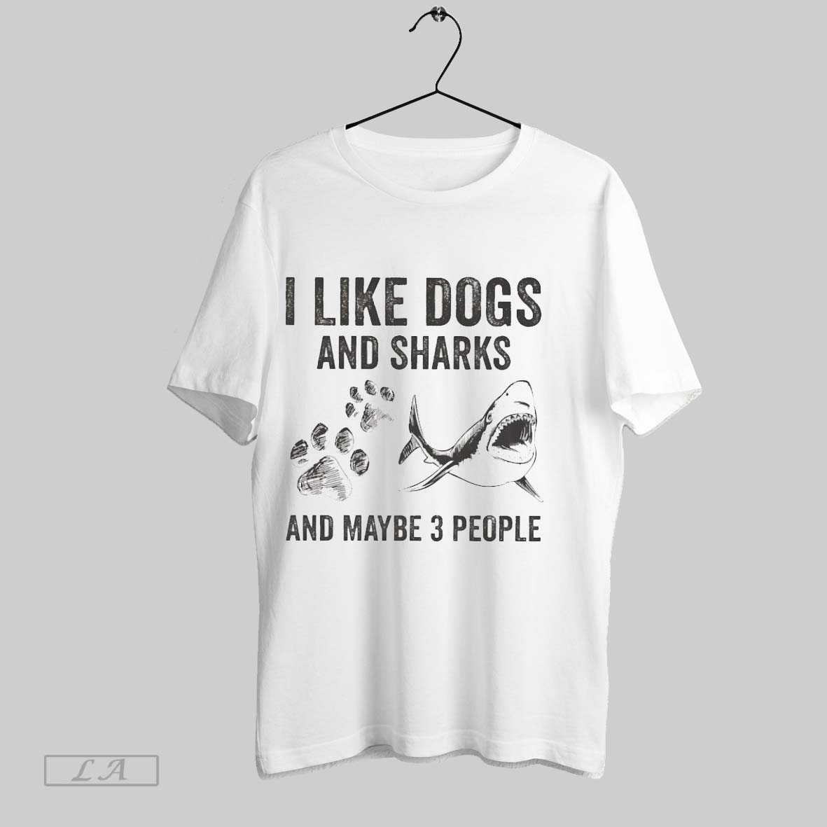 Original I Like Dogs And Sharks And Maybe 3 People Ladies Shirt