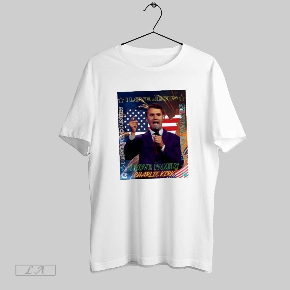 Original I Love Jesus I Love Family Charlie Kirk Us Flag Shirt