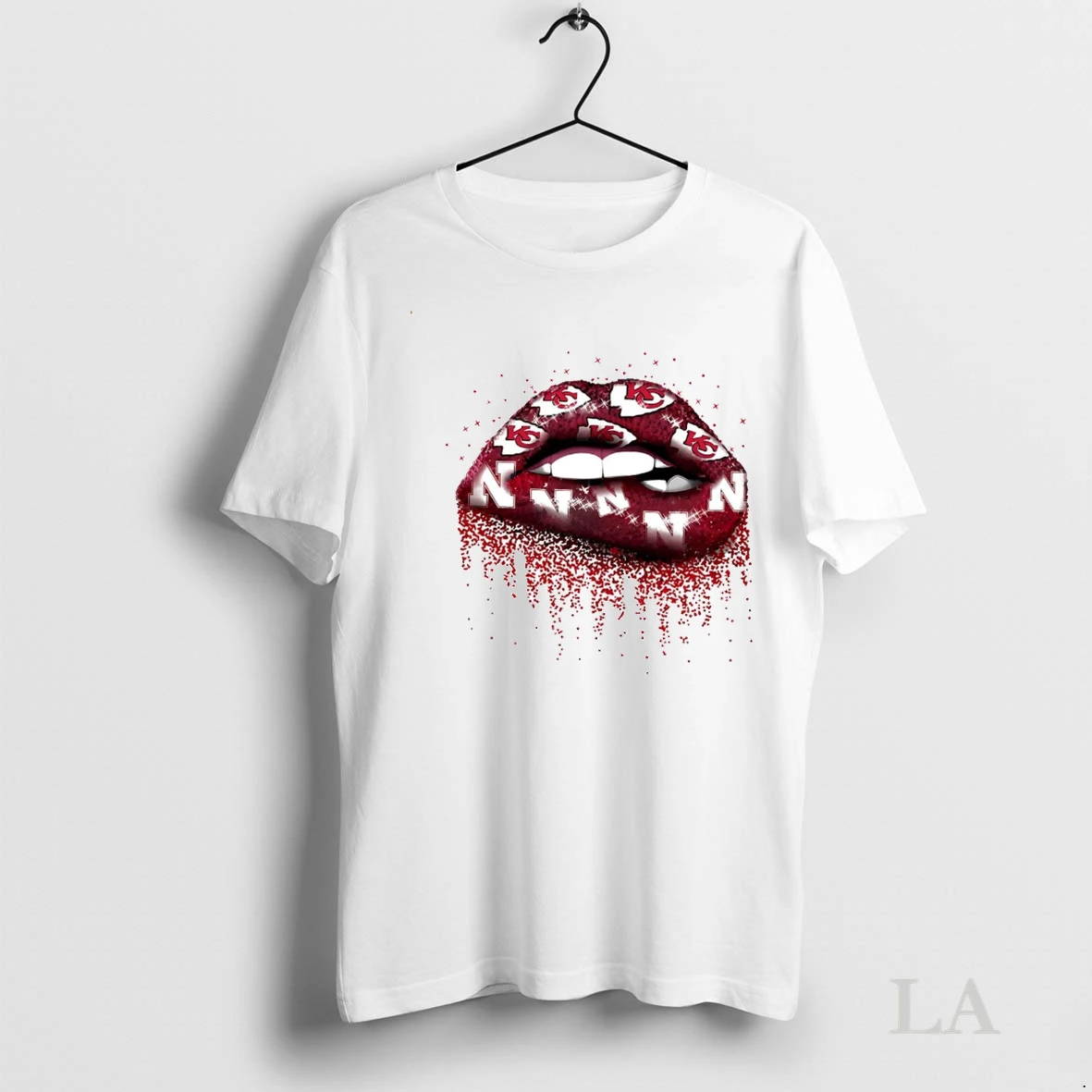 Original Kansas City Chiefs And Nebraska Cornhuskers Lips Falling Hearts Shirt