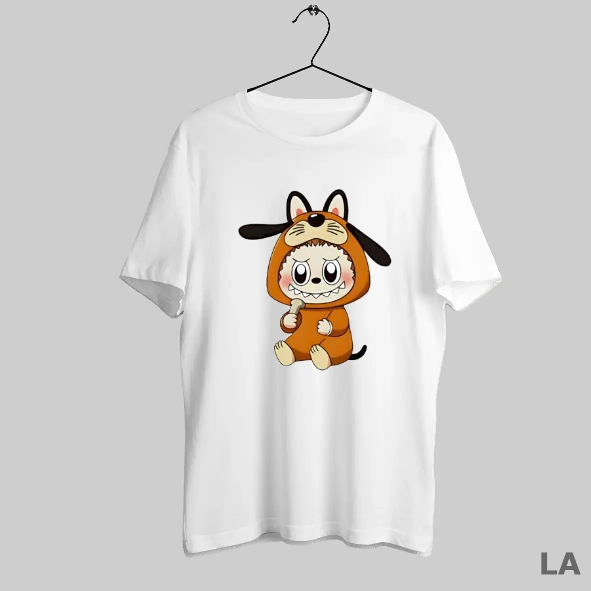 Original Labubu Wearing Dog Puppy Costume Holding Bone T Shirt
