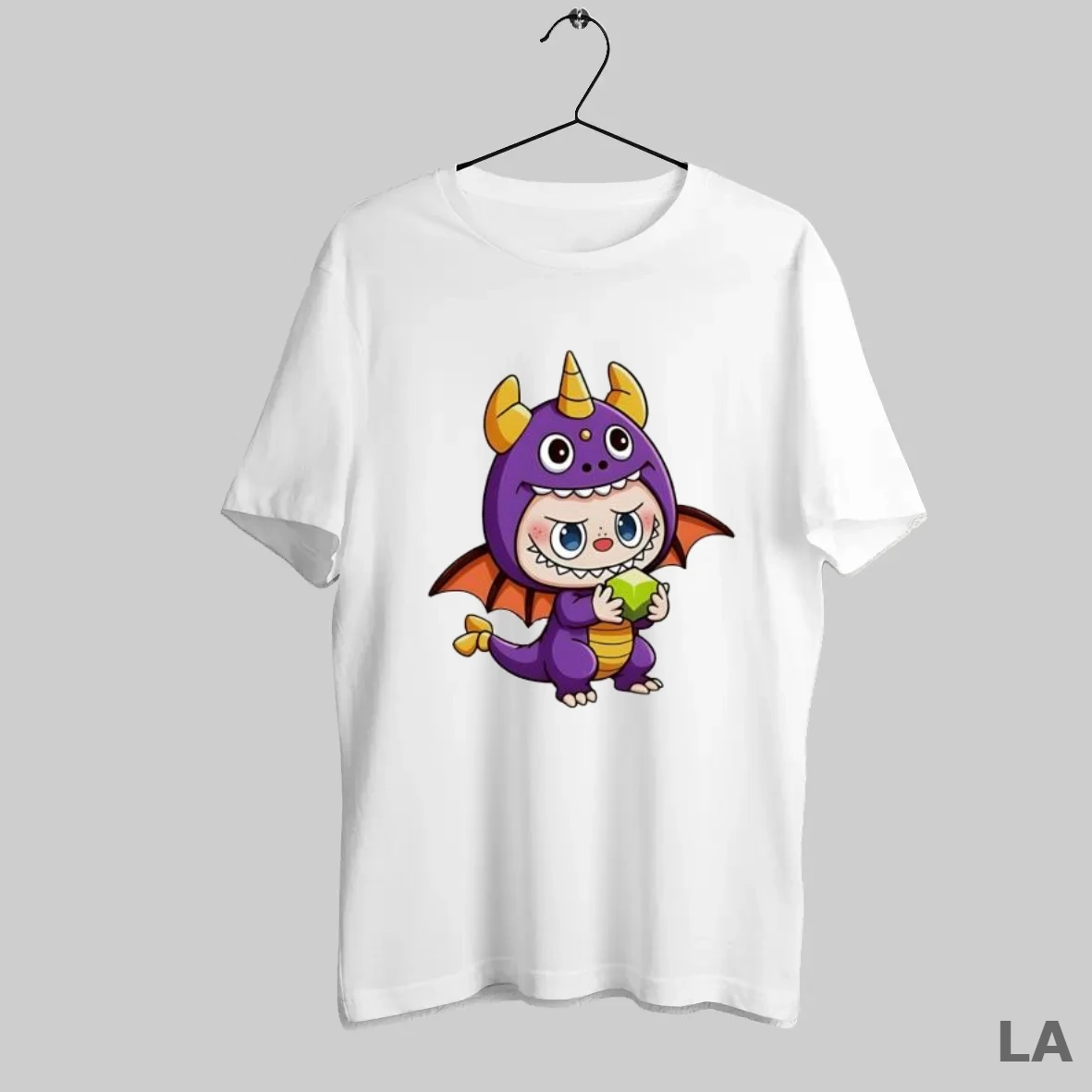Original Labubu Wearing Dragon Dinosaur Costume Holding Magic Cube T Shirt