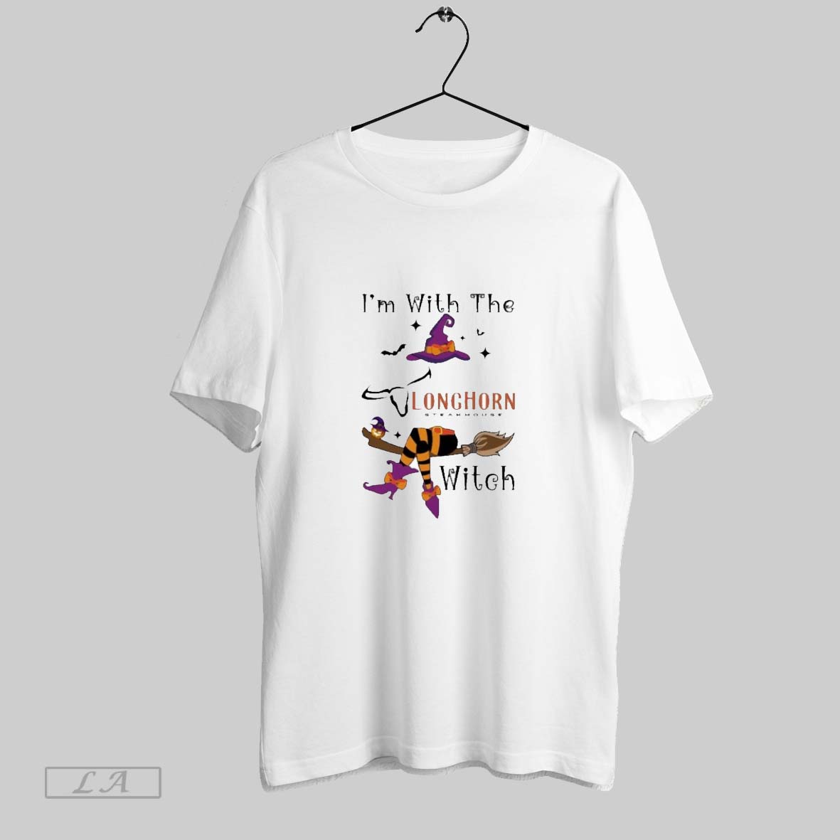 Original Longhorn Steakhouse Im With The Witch Hat Halloween Shirt