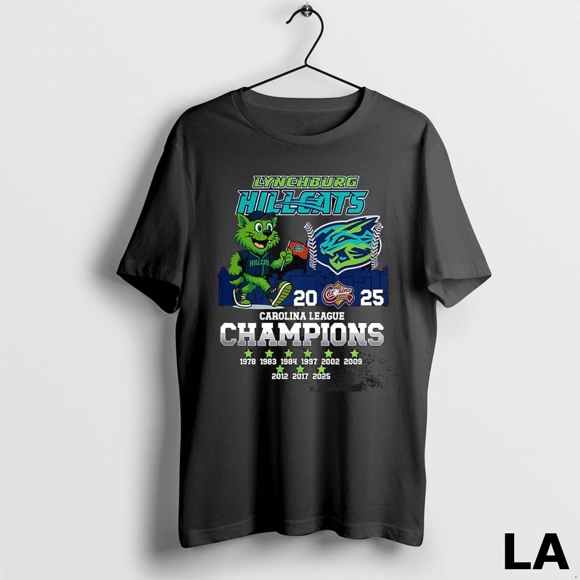 Original Lynchburg Hillcats Baseball Carolina League Champions 2025 Mascot Skyline Shirt