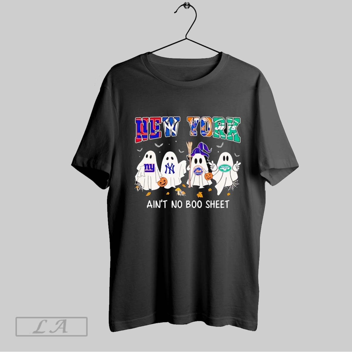 Original New York Sports Ghost Aint No Boo Sheet Halloween Shirt