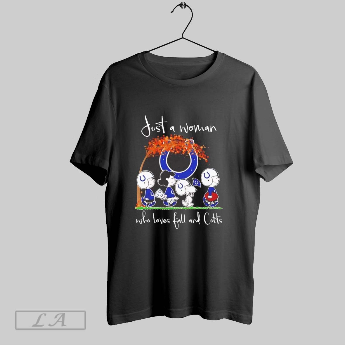 Original Peanuts Just A Woman Who Loves Fall And Colts Ladies Shirt