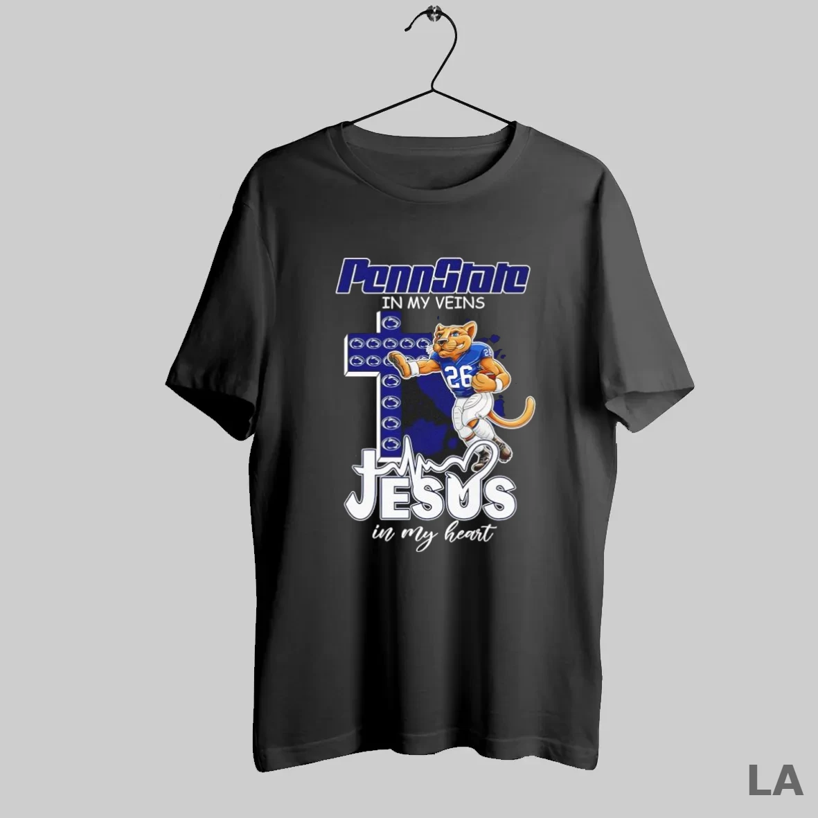 Original Penn State Nittany Lions In My Veins Jesus In My Heart Mascot T Shirt