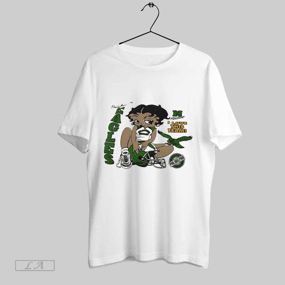 Original Philadelphia Eagles Betty Boop I Love This Team Logo Shirt